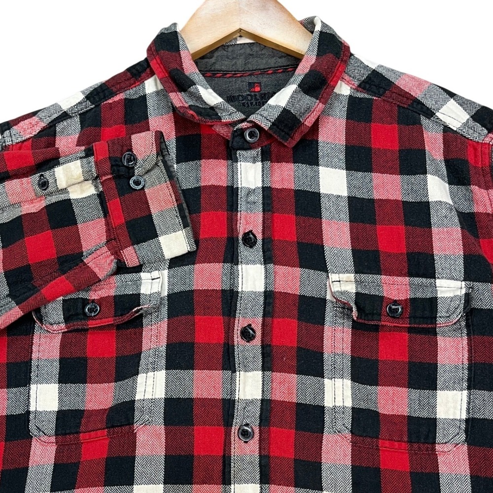 Woolrich Button Down Shirt Mens XL Red Black Buffalo Check Long Sleeve Flannel